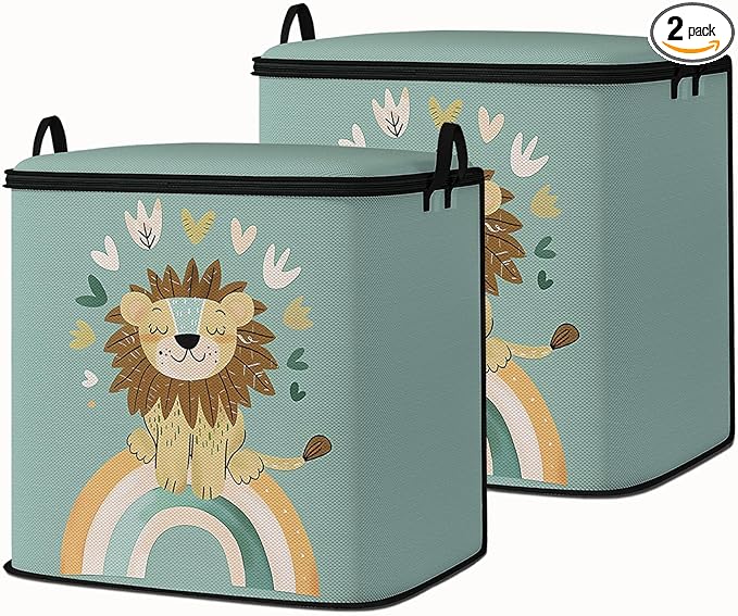 Large Comforter Storage Bag with Zipper,Closet Organizer for Clothes/Blankets/Quilts/Pillows,Fabric Moving Bags with Portable Handles 95L(2-Pack)
