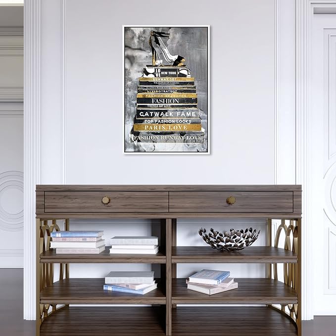 The Oliver Gal Artist Co. Fashion and Glam Wall Art Framed Canvas Prints 'Fashion Thoughts Noir Classic' Shoes