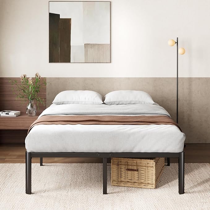 Zinus Van 16 Inch King Metal Platform Bed, Steel Slat Support, No Box Spring Needed, Eco Friendly WonderBox Packaging, Easy Assembly, Black
