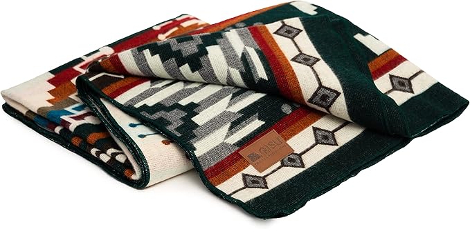 QISU Wool Blanket Throw | Large, Beautiful, Warm, Variegated, Handmade in Ecuador by Local Artisans | 94″ x 78″ | Ultra-Soft, Hypoallergenic, Breathable | Non-Itchy or Scratchy Fabric (Collard Trogon)