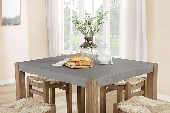 Alaterre Furniture Newport Dining Table Set, Concrete Gray