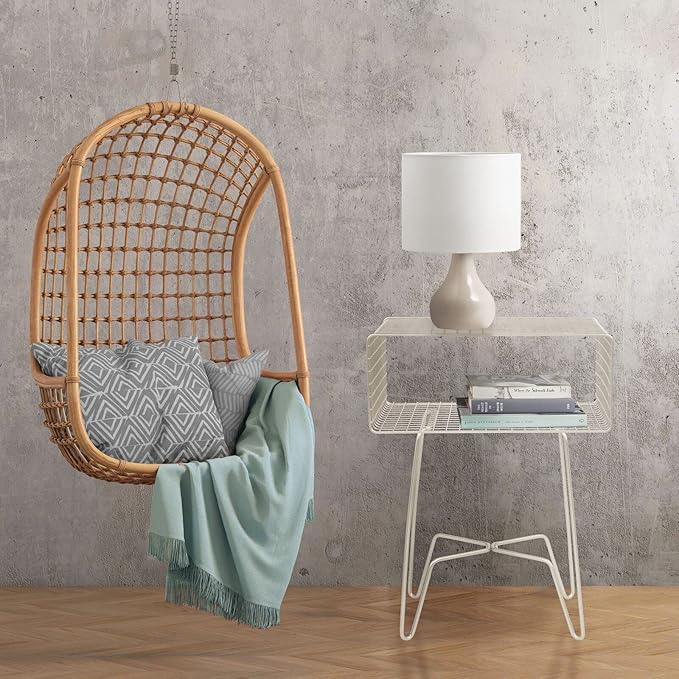 mDesign Modern Industrial Side Table with Storage Shelf, 2-Tier Metal Minimal End Table, Metallic Caged Grid - Accent Furniture for Living Room, Bedroom, Office, Dorm, Concerto Collection, Satin