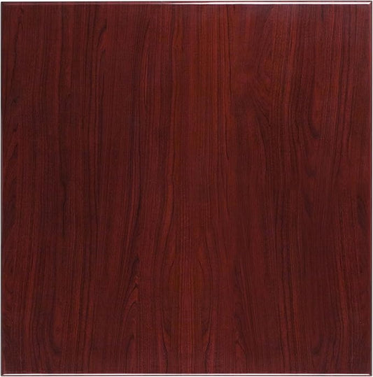 Flash Furniture 36'' Square High-Gloss Mahogany Resin Table Top with 2'' Thick Drop-Lip