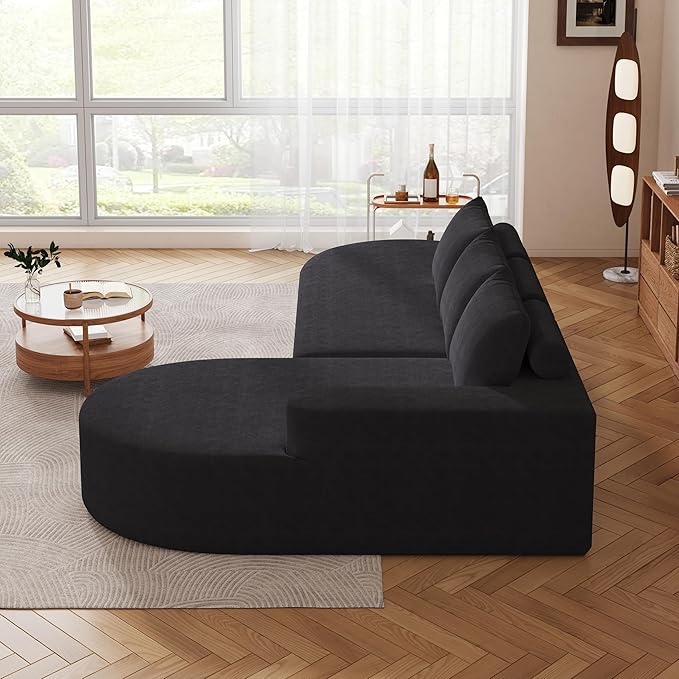 Cloud Modular Sectional Sofa with Curved Chaise Lounge,108.5" Oversized Modern Memory Foam Couch, Ergonomic BonelessModular Floor Sofa with High-for Living Room, Apartment & Office | Deep Seat, Wider Armrest, Free Combination