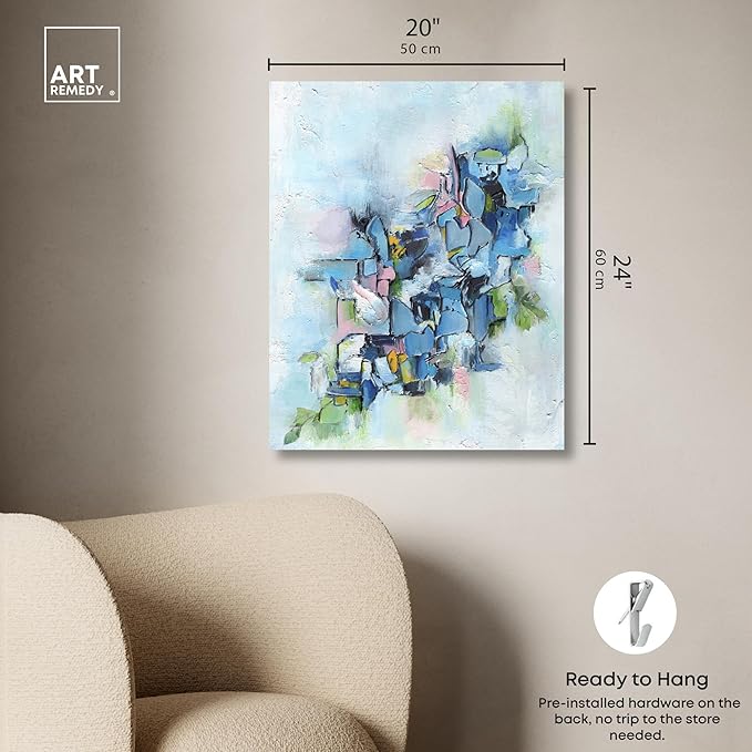 Art Remedy Poesy Canvas Modern Blue Abstract Wall Art, Gallery Wrapped, 20" x 24"