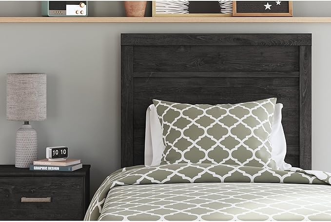 Signature Design by Ashley Belachime Rustic Twin Panel Bed, Foundation or Box Spring Needed, Gray