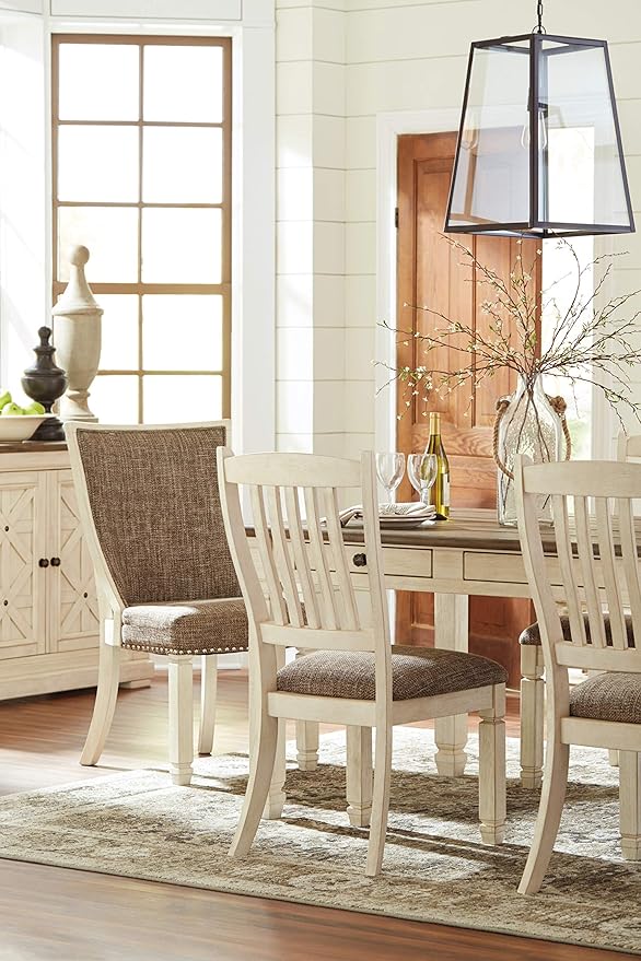 Signature Design by Ashley Bolanburg Farmhouse Rectangular Dining Table, 3 Drawers On Each Side, Seats 6, Wood, 71.88" W x 39.88" D x 31.13" H, Whitewash
