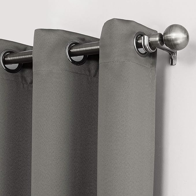 Sun Zero Nordic Theater Grade Extreme 100% Blackout Grommet Curtain Single Panel, 52" x 63", Gray