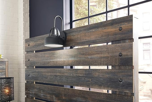 Signature Design by Ashley Drystan Rustic Panel Headboard ONLY with USB Charging Stations, Full, Brown
