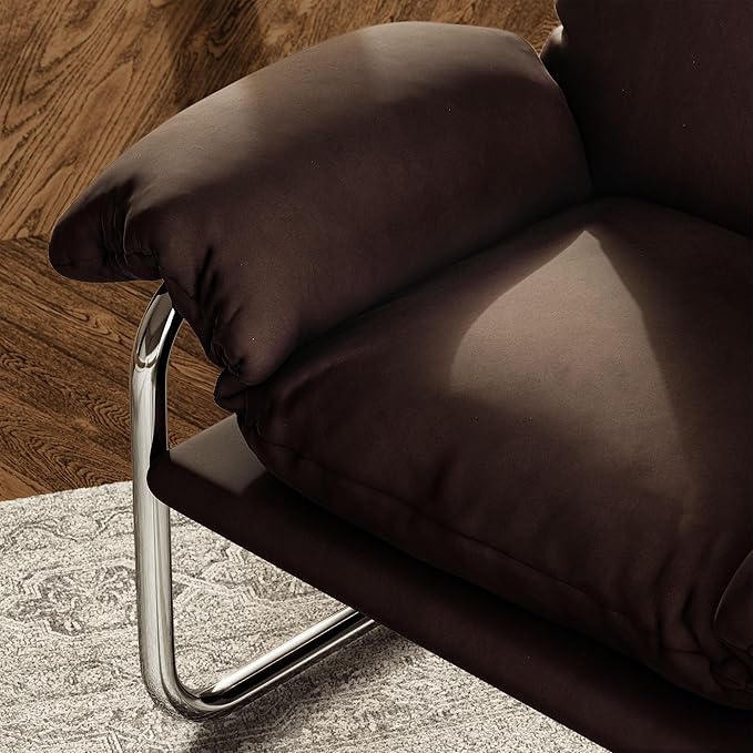Modway Ansel Performance Velvet Accent Chair in Chocolate Brown - Stain-Resistant Velvet Lounge Chair for Living Room, Bedroom - Corner Reading Chair with Arms and Removable Cushions