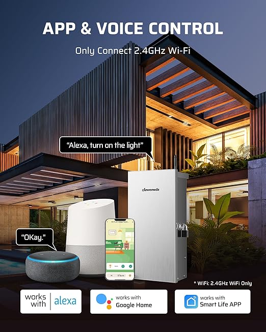 DEWENWILS 300W Wi-Fi Low Voltage Landscape Transformer with 3 Zones, 2.4GHz Smart Low Voltage Transformer, 120V AC to 12V/14V AC, Landscape Lighting Transformer for Outdoor Lights, LED Lights
