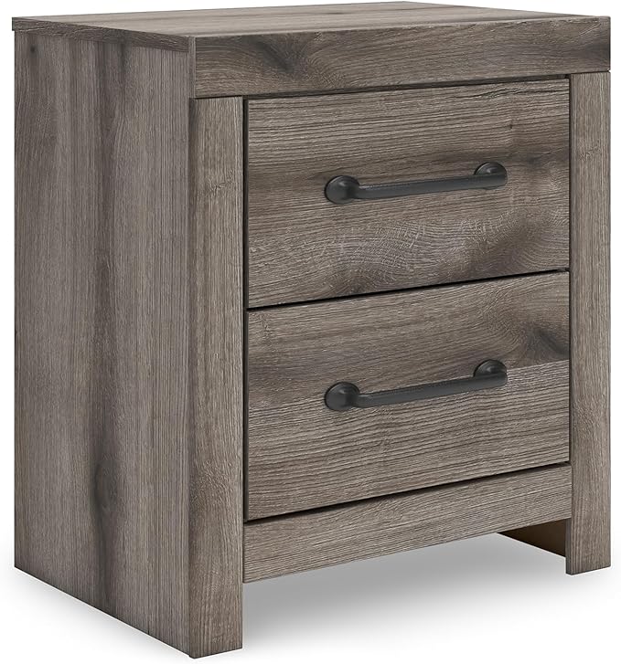 Signature Design by Ashley Urbanoore Retro 2-Drawer Nightstand with USB Ports, Light Gray