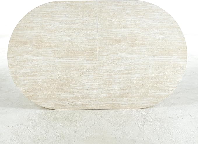 Ball & Cast 59.06"-90.55" Extendable Dining Table for 4-6,Modern Kitchen Oval Dinner Table with Removable Leaves Space Saving,Dining Room Table with Wood Strip Base for Kitchen Living Room,White Oak