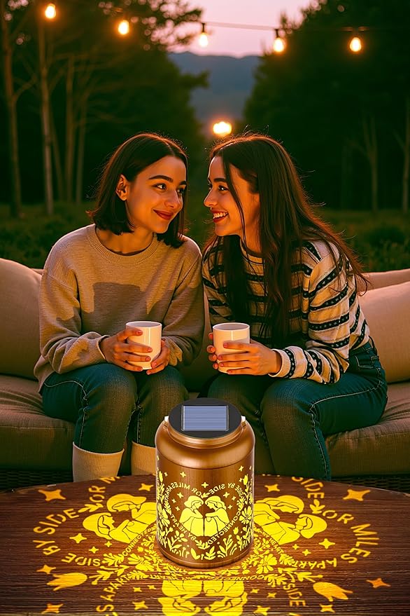 Solar Lanterns Outdoor Waterproof Decorative Garden Solar Lights Outdoor,Hanging Hollow Out Metal Ornaments Decor for Outside Lawn,Patio,Balcony,Yard Unique Gifts for Women Best Sister