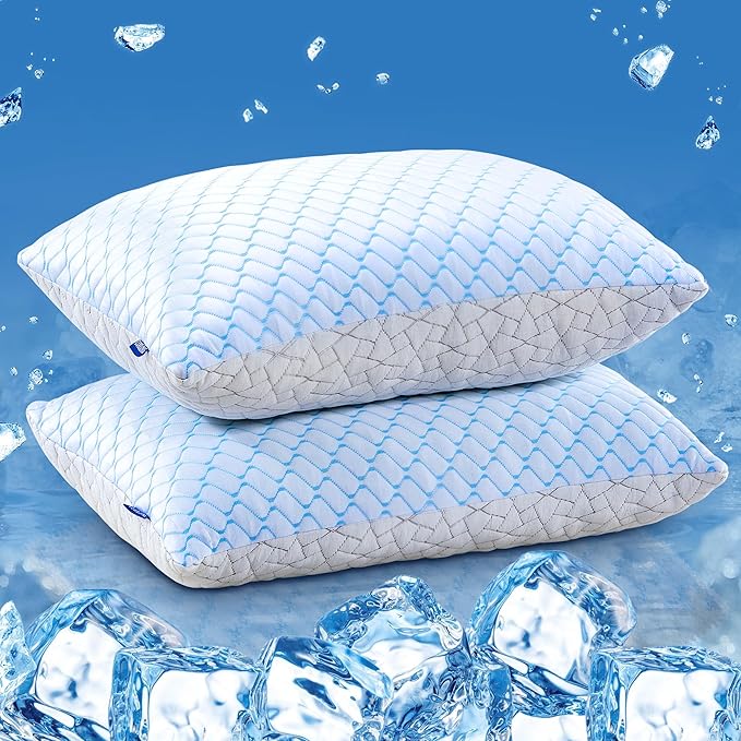 puredown® King Size Pillows Set of 2, Shredded Memory Foam Pillows, Cooling Pillow King 2 Pack, Foam Pillow for Sleeping, Adjustable Firm Bed Pillow for Side, Back and Stomach Sleepers