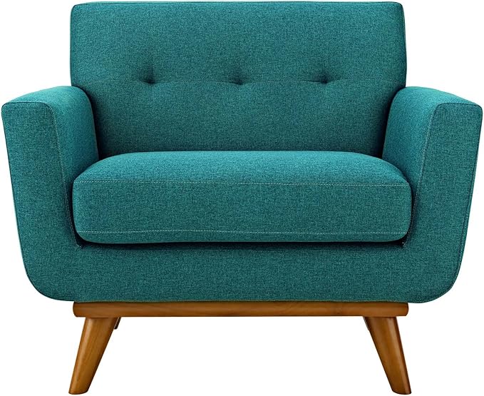 Modway Engage Mid-Century Modern Upholstered Fabric Accent Arm Lounge Chair in Teal, Armchair