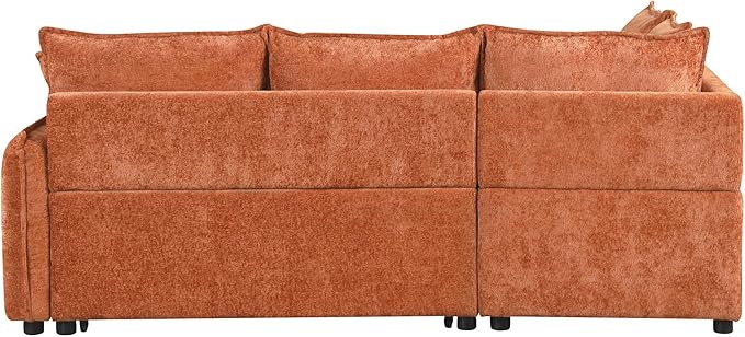 ERYE 82.5-Inch Left Facing Corner Sleeper Sectional Sofa Bed for Living Room Office,L-Shaped Chenille Upholstered Convertible Pull Out Sleeper Couch Bed W/Storage Ottoman | USB-C Ports