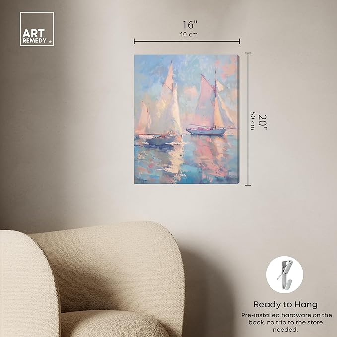 Art Remedy Set Sail Gallery Wrapped Sailing 1 Piece Canvas Wall Art, 16" x 20", Gallery Wrapped