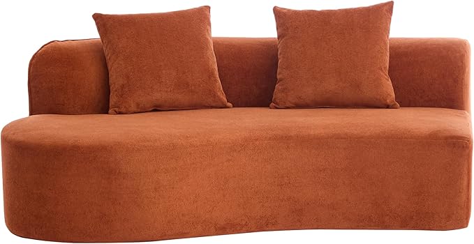 Christopher Knight Home Braebt 126" Modular Sofa with 4 Throw Pillows, Curved 5-Seater Large Sofa Couches, Comfy Upholstered Sectional Cloud Couch for Living Room, No Assembly Required, Dark Orange