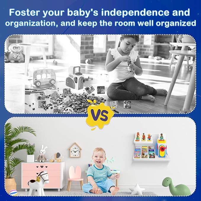 Wall Shelf Compatible with Little Tikes for Story Dream Machine Books Starter Set, for Little Tikes for Storytime Audio Play Real for Littles Character Storage Floating Shelves Blue (White)