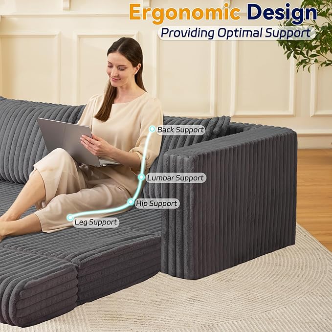 HABUTWAY Folding Sofa Bed, 2 in 1 Convertible Sleeper Chair with 2 Pillows, Portable Fold Out Chair Bed with Armrest, Comfy Floor Couch, Lazy Sofa for Living Room Bedroom Dorm Home Office Grey