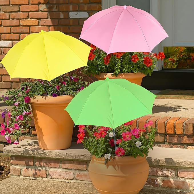 SUTROMA Plant Umbrellas for Outdoor Plants 3 Pcs, Adjustable Plant Shades for Outdoor Plants and Garden Beds 35.4×23.6 Inch, Provide Sun Shade for Courtyard Balcony Plants