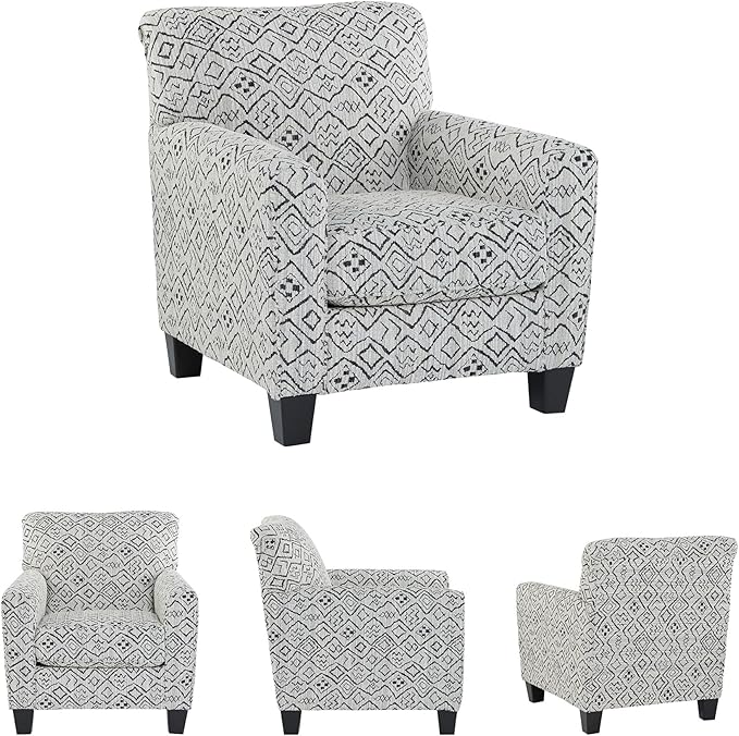 Signature Design by Ashley Hayesdale Modern Accent Chair with Removable Cushions and Tapered Legs, Black & Gray