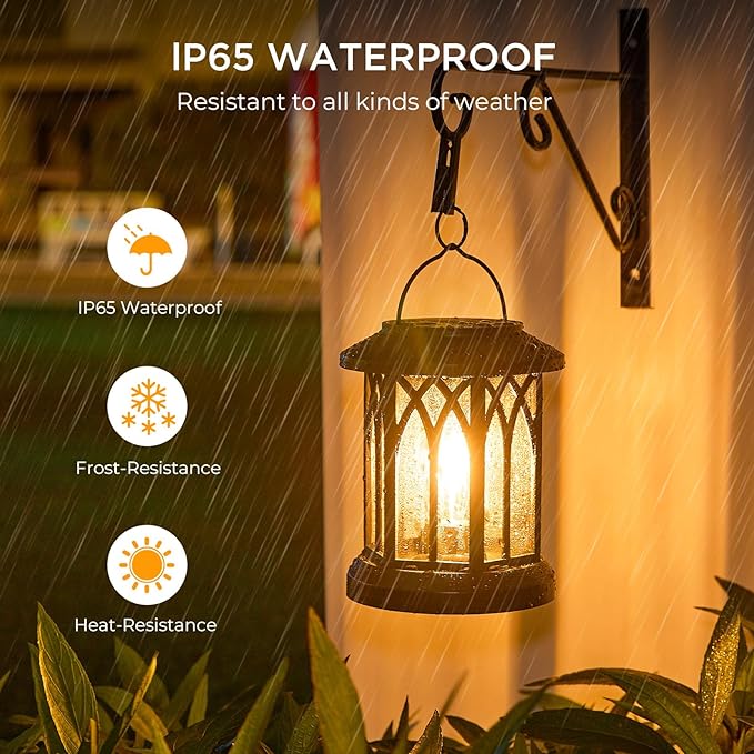 WdtPro 4 Pack Solar Lantern Outdoor Lights, Upgraded Bright Solar Lanterns Outdoor Waterproof, Hanging Solar Powered Lantern Over 12Hrs Lights for Outside Garden Yard Patio Tree Path Decor