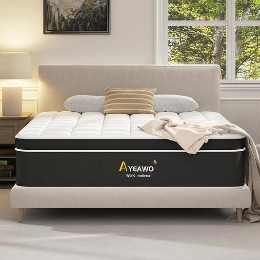 12 Inch Twin Size Mattress, Cooling Gel Memory Foam Hybrid Mattress Twin Size in a Box, Quiet Pocket Springs, Breathable & Skin-Friendly Fabric, Medium Firmness, 365-Night Trial, CertiPUR-US