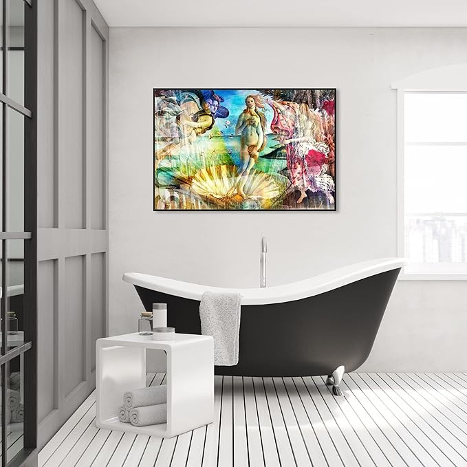 The Oliver Gal Artist Co. Spiritual and Religious Wall Art Framed Canvas Prints 'Birth of Venus - Botticelli' Zodiac