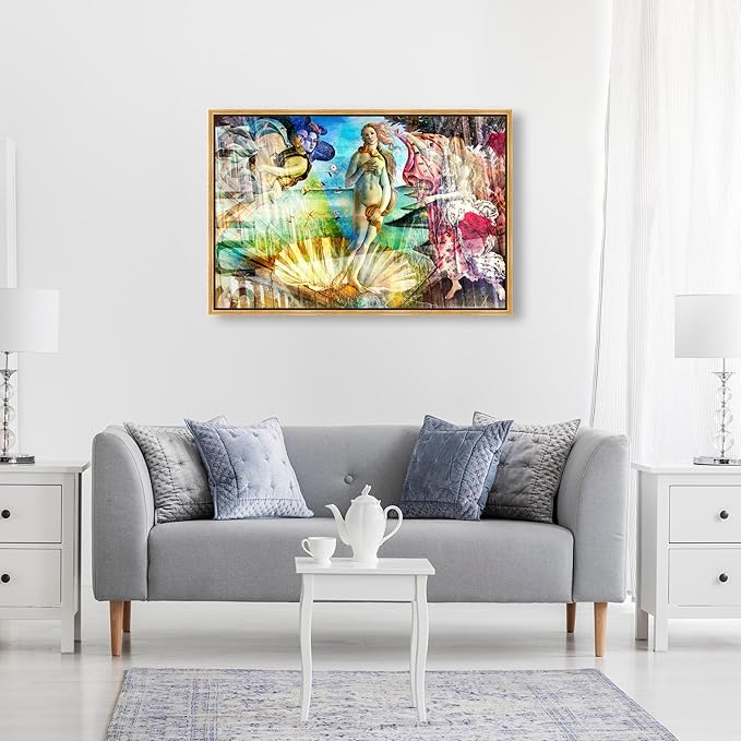 The Oliver Gal Artist Co. Spiritual and Religious Wall Art Framed Canvas Prints 'Birth of Venus - Botticelli' Zodiac