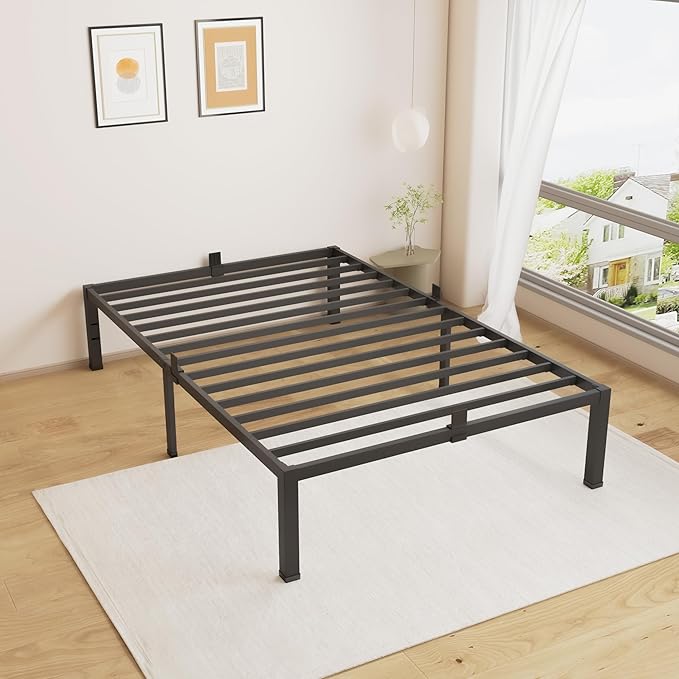 14 Inches Twin Bed Frames, Heavy Duty Metal Platform Bed Frame with Mattress Slide Stopper - Easy Assembly | Noise Free Bedframes | No Box Spring Needed