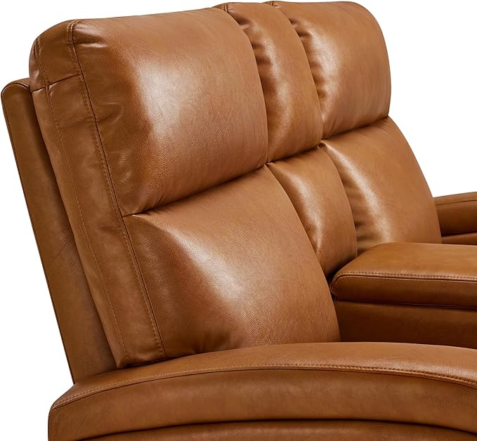 MCombo Zero Wall Recliner Loveseat, 2-Seat Power Wall Hugger Sofa with USB & Type-C Dual Ports, for Small Space, Living Room, RV PR646 (Cognac Brown, Loveseat with Console)