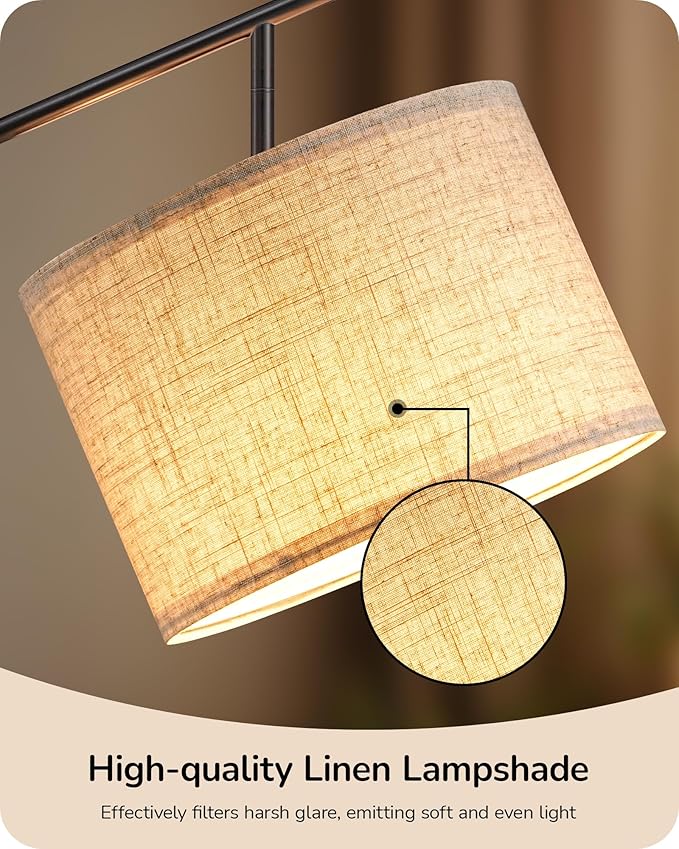 EDISHINE 64.7IN Floor Lamp with Remote, Dimmable & 5CCT, Modern Standing Lamp for Living Room, Foot Pedal Switch, Minimalist for Bedroom, Bulb Included, Black