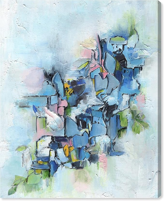 Art Remedy Poesy Canvas Modern Blue Abstract Wall Art, Gallery Wrapped, 36" x 45"