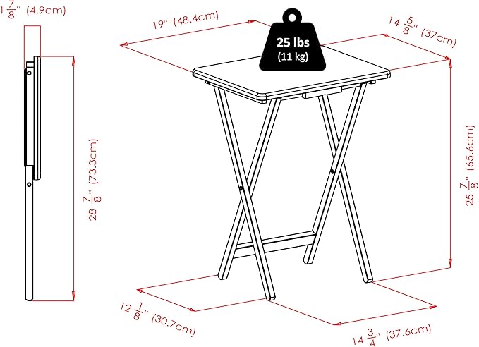 Winsome Alex Set of 4 Foldable Snack Tables with Storage Rack, Easy to Store Portable Fold Up Table Set for Kitchen, Living Room TV Dining, Crafts, Puzzles, Work From Home