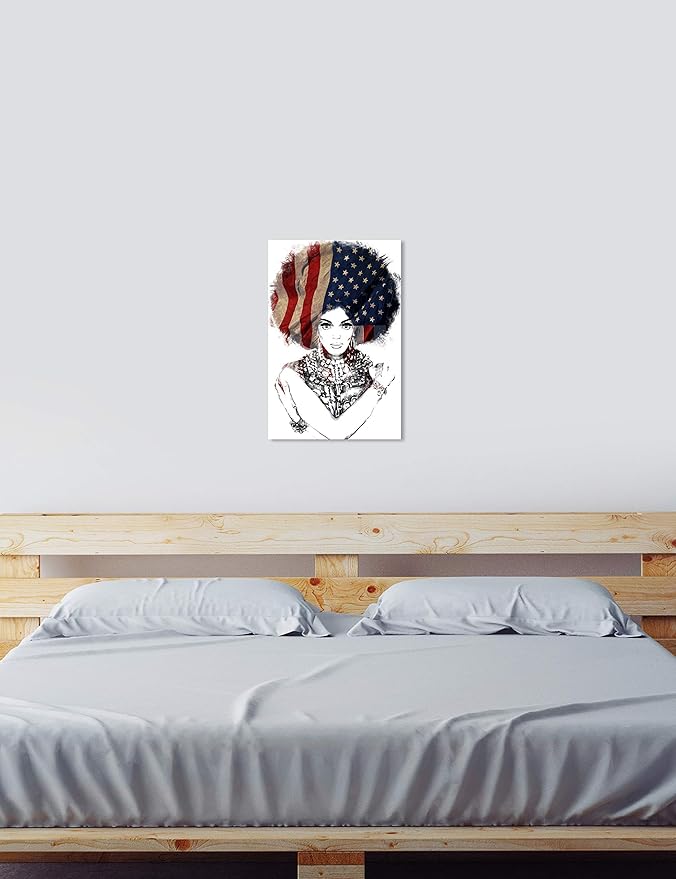 The Oliver Gal Artist Co. People and Portraits Wall Art Canvas Prints 'New American Woman' Home Décor, 20 in x 30 in, White, Black