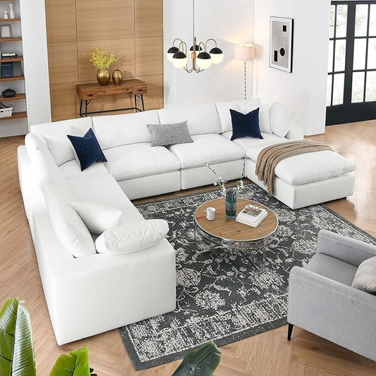 Modway Commix Down-Filled Overstuffed Upholstered 7-Piece Sectional Sofa