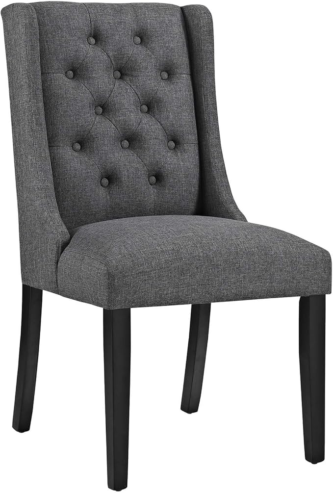 Modway Baronet Modern Tufted Upholstered Fabric Parsons Kitchen and Dining Room Chair in Gray
