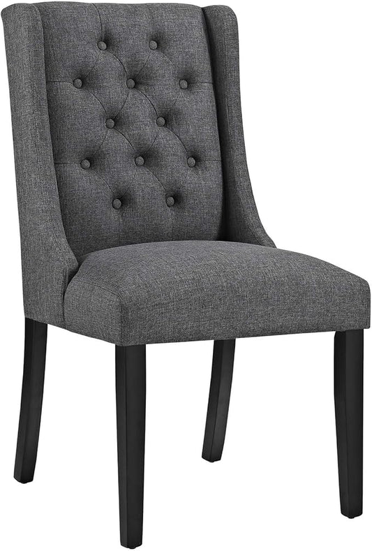 Modway Baronet Modern Tufted Upholstered Fabric Parsons Kitchen and Dining Room Chair in Gray