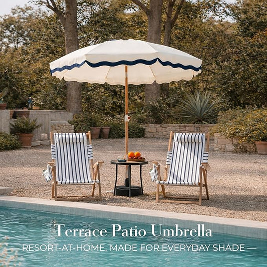 6FT Patio Beach Umbrella for Outdoor, UPF 50+ Sun Shade for Patio, Backyard, Garden, Pool and Beach, Tilt Adjustable, Portable, Harbour White