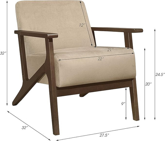 Lexicon New Castle Velvet Accent Chair, 27.5" W, Light Brown