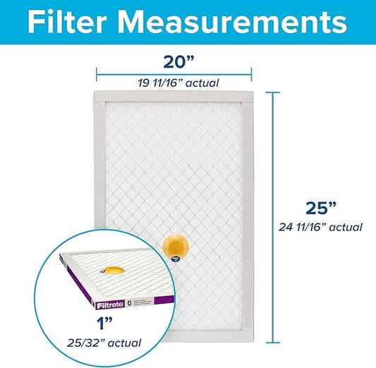 Filtrete 20x25x1 AC Furnace SMART Air Filter, MERV 12, MPR 1500, Track Filter Life With Bluetooth Enabled Sensor, CERTIFIED asthma & allergy friendly, 2-Pack (Actual Size 19.719x24.688x0.78 in)
