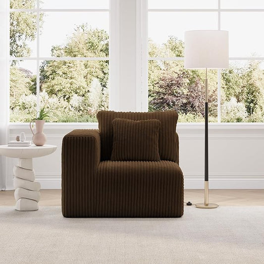 Novilla Modular Sectional Sofa, Modern Cloud Sectional Couch with Smarts Coil® Support, Upholstered Boneless Couch for Living Room Apartments Bedroom, No Assembly Required, Brown (Left-Arm Chair)