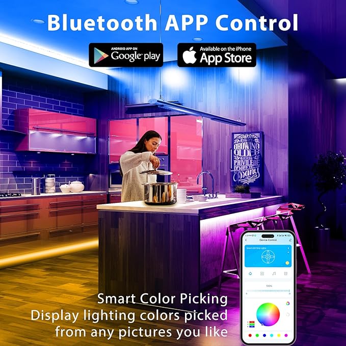 DAYBETTER Led Strip Lights 400 ft (4 Rolls of 100 ft) Smart Led Light Strips with Remote and App Control, RGB Music Sync Color Changing Led Lights for Bedroom, Kitchen, Party, Home Decor