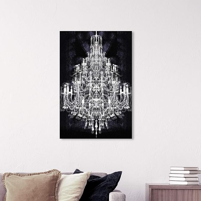 The Oliver Gal Artist Co. Fashion and Glam Wall Art Canvas Prints 'Montecarlo Crystal' Home Décor, 24 in x 36 in, White, Black