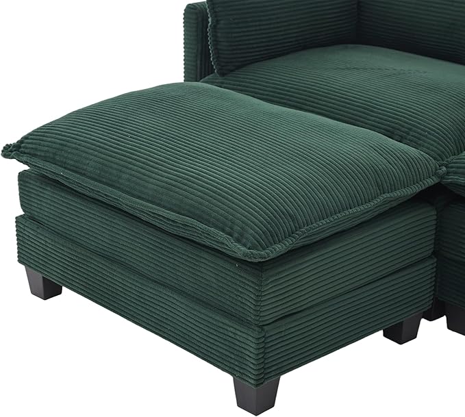 103" Oversized Modular Sectional Sofa Couch with Reversible Ottoman, Free Combination Convertible Corner Couch,Corduroy Upholstered Cloud Sectional Couch with Side Pockets | Multiple Cushions, DIY Combination, Removable Cover