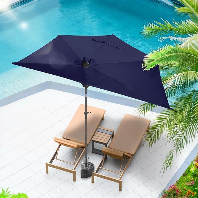 9FT Half Umbrellas Outdoor - Half Patio Umbrella with Tilt, UV Protection Waterprool, Half Round Umbrella for Wall Balcony, Pool, Porch, Garden, Deck, Backyard (Navy Blue)