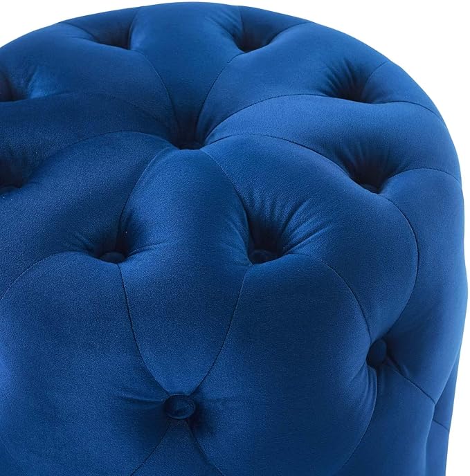 Modway EEI-3778-NAV Anthem Tufted Button Round Performance Velvet Ottoman, Navy