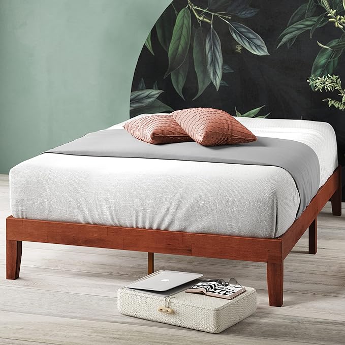 Zinus Wen Wood Platform Bed Frame/Solid Wood Foundation/Wood Slat Support/No Box Spring Needed/Easy Assembly, Queen